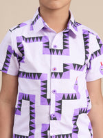 Thumbnail for Snakes and Ladders Boys Purple Table Print Shirt and Boxer Set from Siblings Collection - Distacart