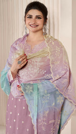 Thumbnail for Anaita Lavender Embroidered Silk Stitched Salwar suit - Distacart