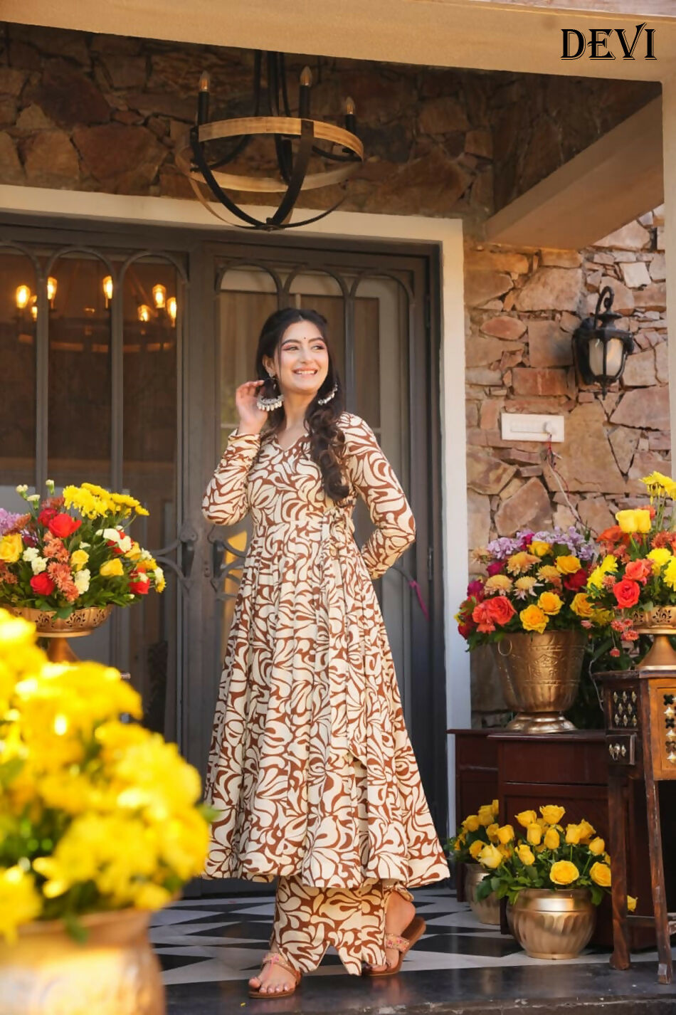 Aayaa Designer Printed Full Flared Suit - Distacart