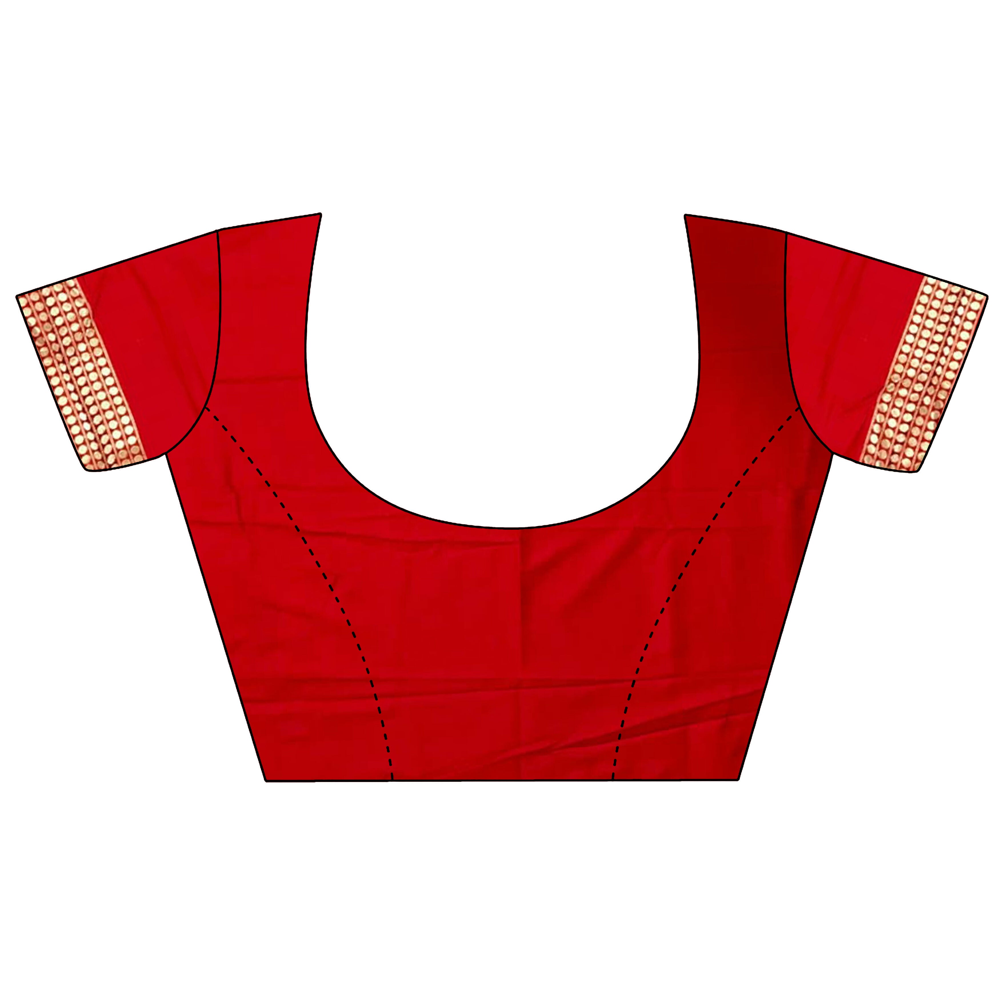 Joban Fashion Red Banarasi Soft Lichi Silk Paisley Saree