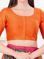 Thumbnail for Joban Fashion Orange Dupion Silk Elbow Sleeveless Front Open Blouse