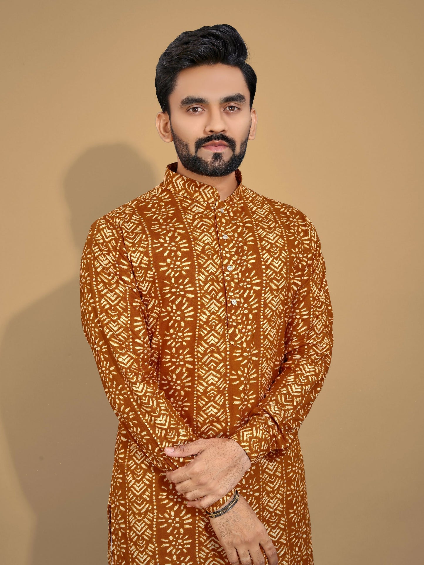 Anaita Mustard Printed Cotton Straight Kurta - Distacart