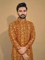 Thumbnail for Anaita Mustard Printed Cotton Straight Kurta - Distacart