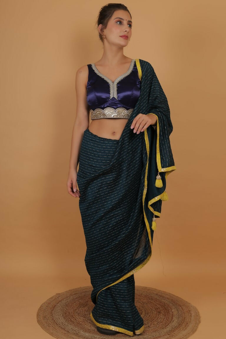Joban Fashion Silk Zari And Sequence Work Padded Blouse - Blue