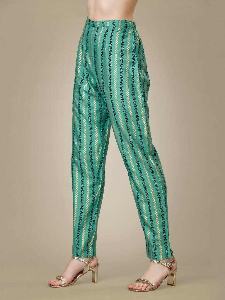 Aastha Fashion Women's Pista Green Rayon Embroidered Kurta Pant Set - Distacart