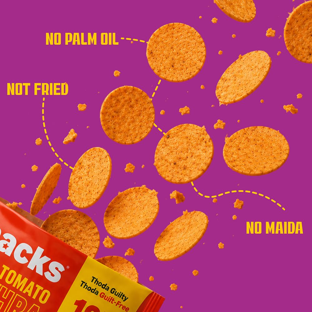 Knacks Coin Khakhra Crisps - Cheesy Tomato Flavour - Dista