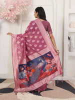 Thumbnail for Astita Linen Cotton Pink Saree