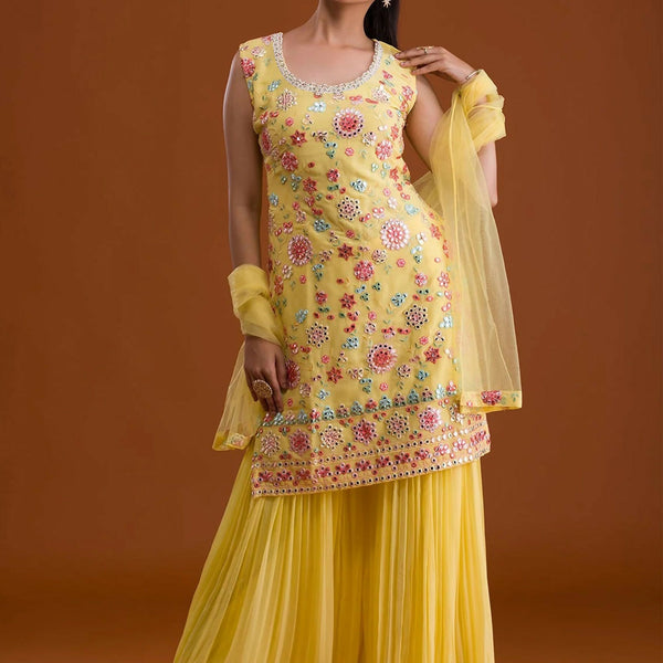 Anaita Yellow Georgette Suit with Embroidered Multi Work