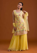 Thumbnail for Anaita Yellow Georgette Suit with Embroidered Multi Work