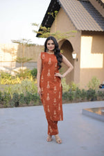 Thumbnail for Teeya Creation Womens New Trendy Summer War Printed Cotton Gown Set-Orange - Dista