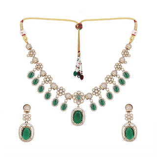 Nuyug 18K Gold Plated Emerald Blossom Necklace Set