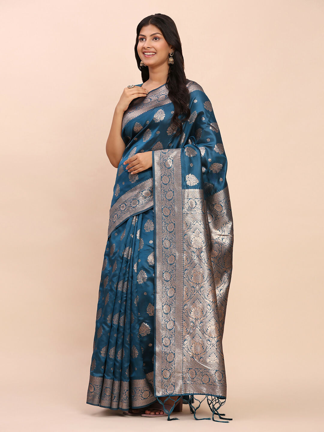Astita Banarasi Silk Teal Blue Saree