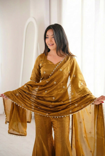 Teeya Creation New Womens Trendy Embroidery Sequence Work Kurta Set - Dista