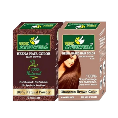 VedicAyurveda Henna Based Hair Colour - dark brown & Chestnut Brown - Dista