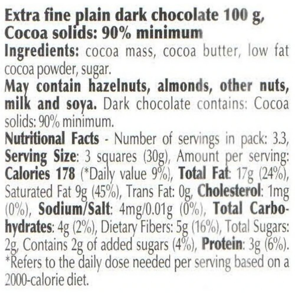 Lindt Excellence 90% Cocoa Dark Supreme Chocolate - Dista