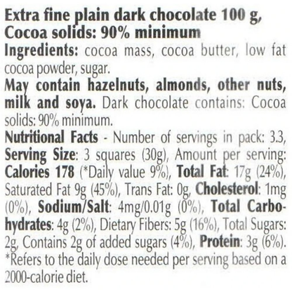 Lindt Excellence 90% Cocoa Dark Supreme Chocolate - Dista