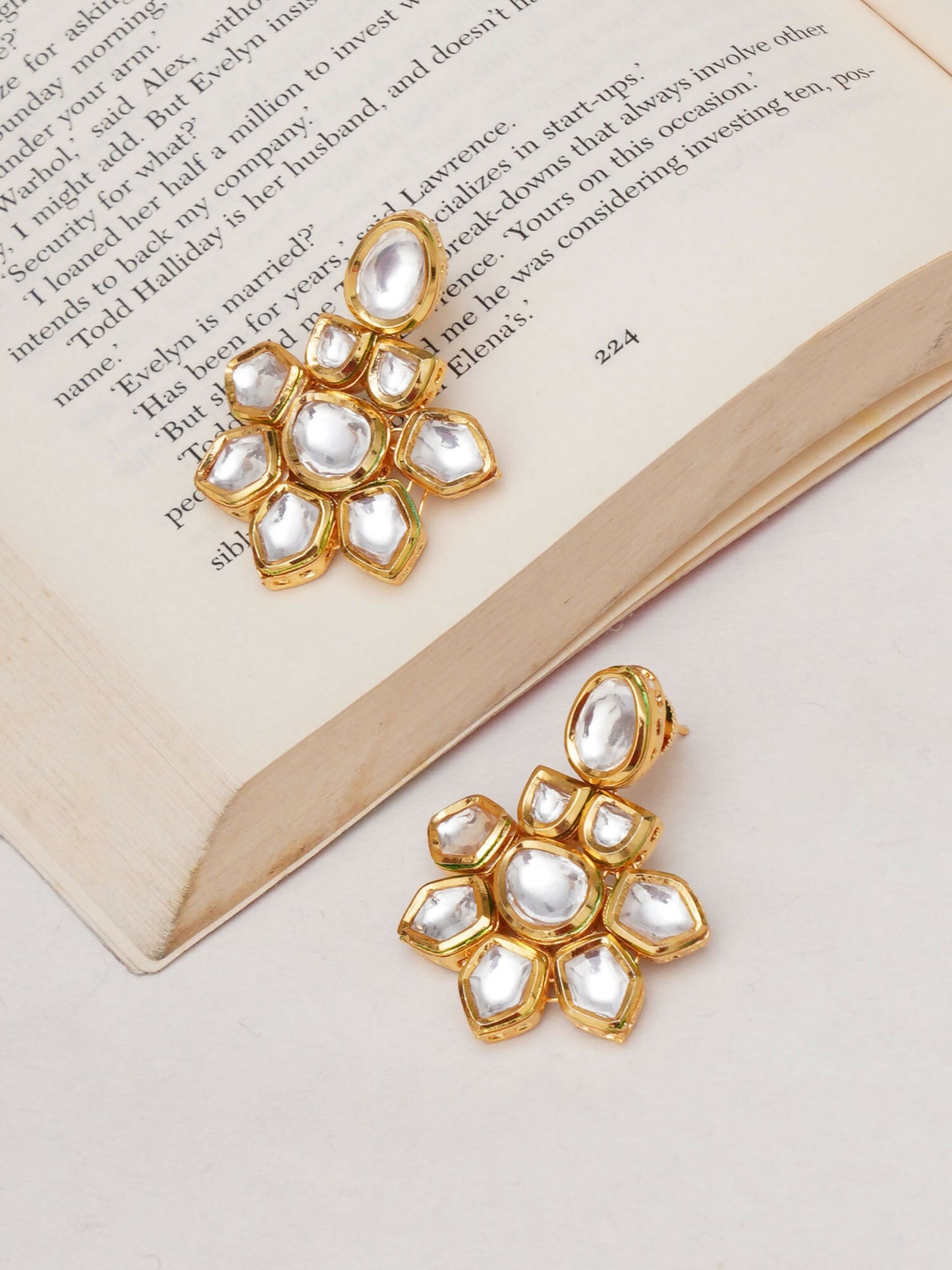 Kundan Earrings (Gold) - Ruby Raang - Distacart