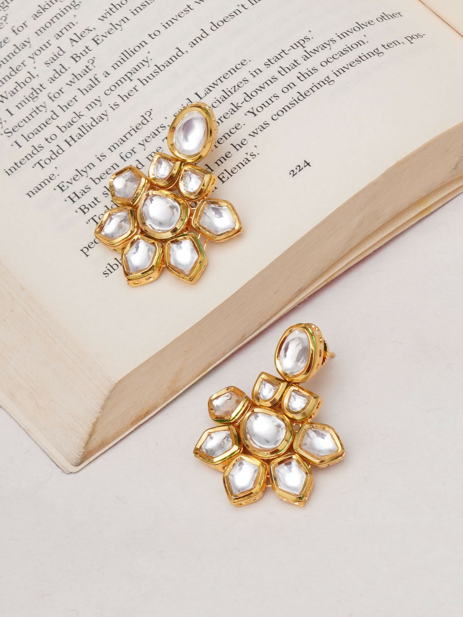 Kundan Earrings (Gold) - Ruby Raang - Distacart