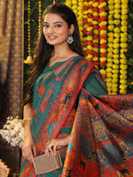 Thumbnail for Astita Linen Cotton Rama Green Saree