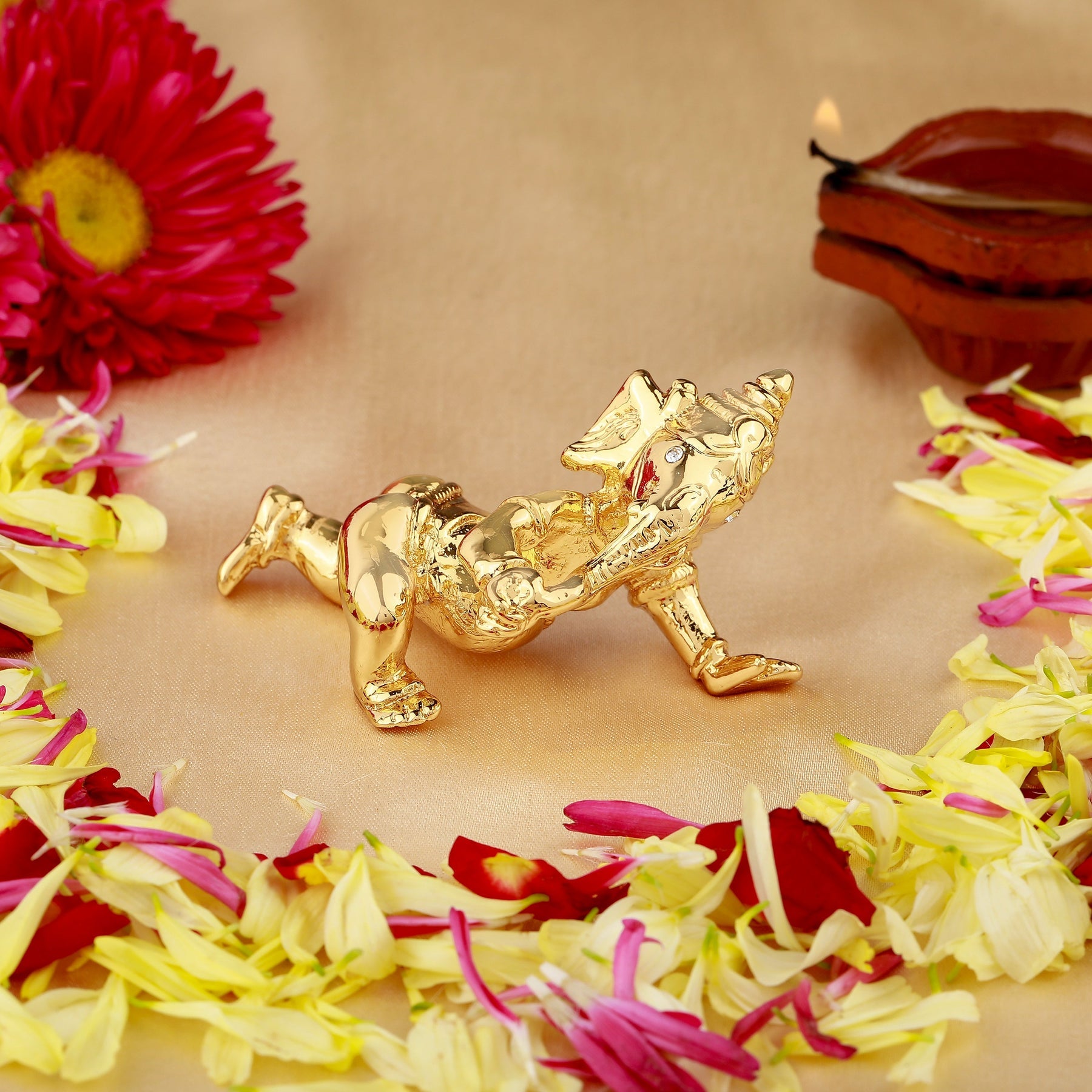 Estele Gold-Polished Spiritual Lord Bal Ganesha Idol for Gifts & HouseWarming/Home/Office Decors - Distacart