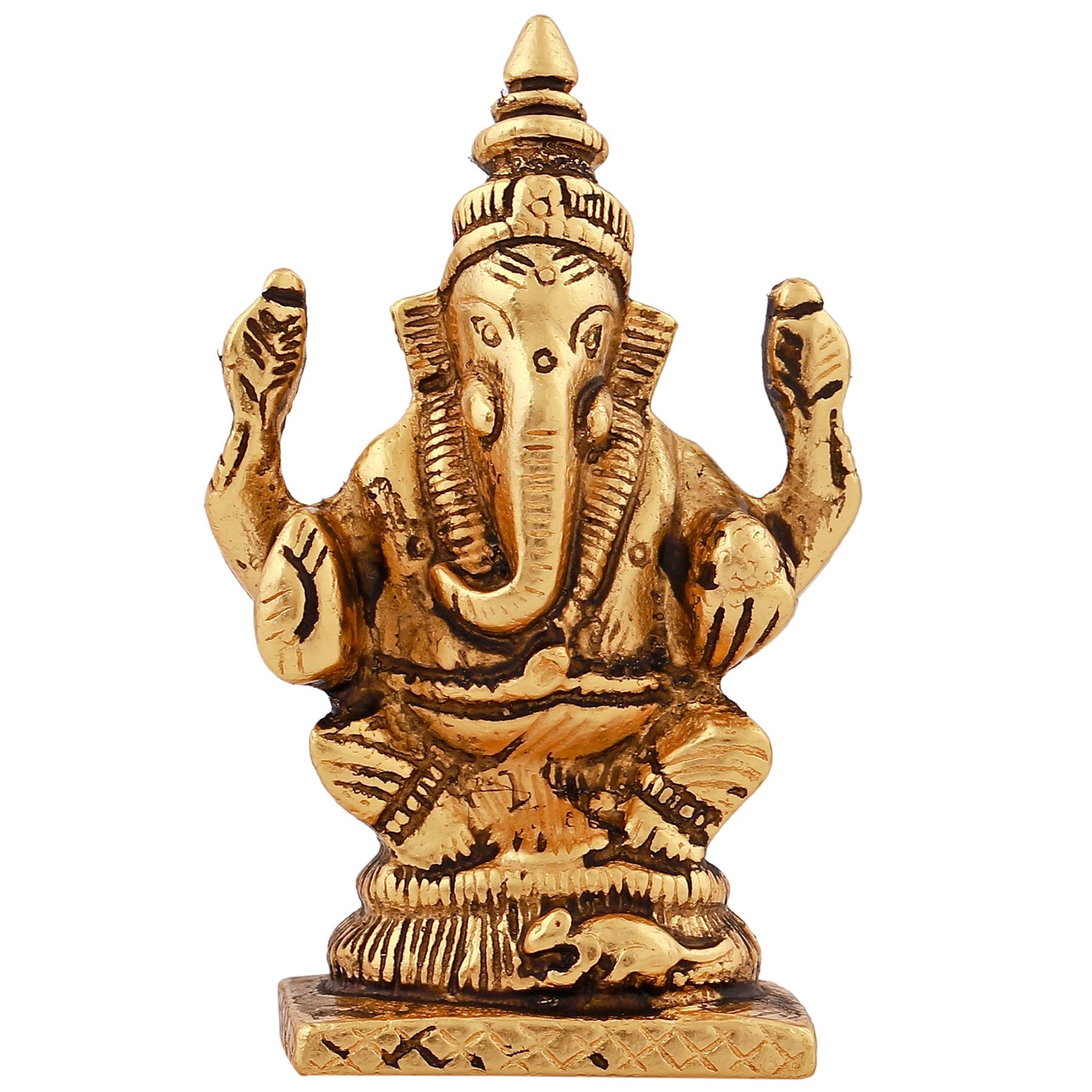 Estele Gold-Polished God of Wisdom Lord Ganesha Idol for Home/Office Decors - Distacart