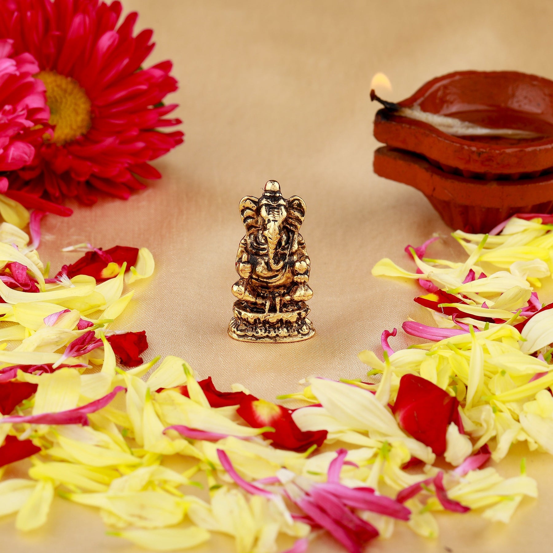 Estele Gold-Polished Spiritual Lord Ganesha Idol for Gifts & HouseWarming/Home/Office Decors - Distacart