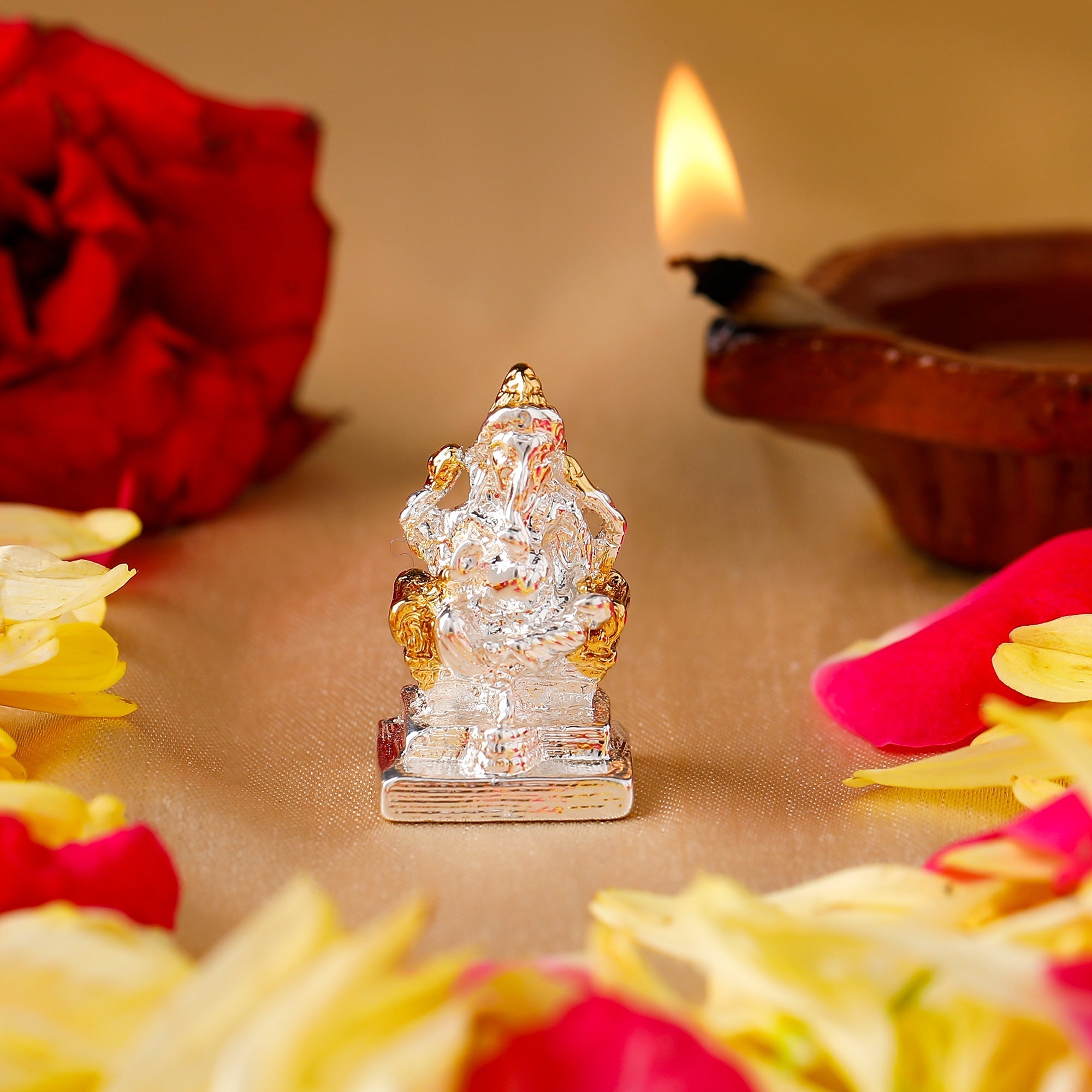 Estele Gold-Polished God of beginnings Lord Ganesha Idol for Gifts & HouseWarming/Home/Office Decors - Distacart