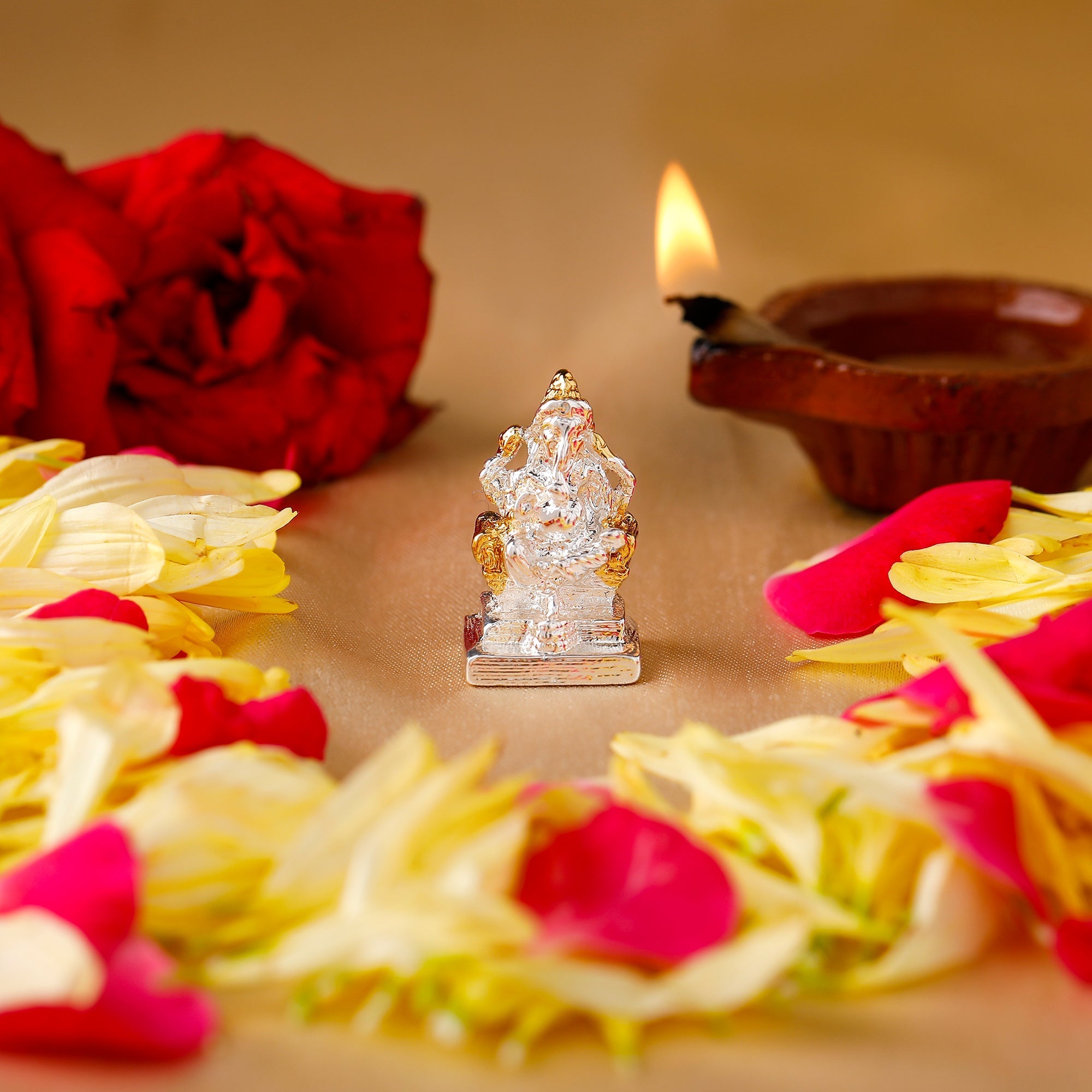 Estele Gold-Polished God of beginnings Lord Ganesha Idol for Gifts & HouseWarming/Home/Office Decors - Distacart