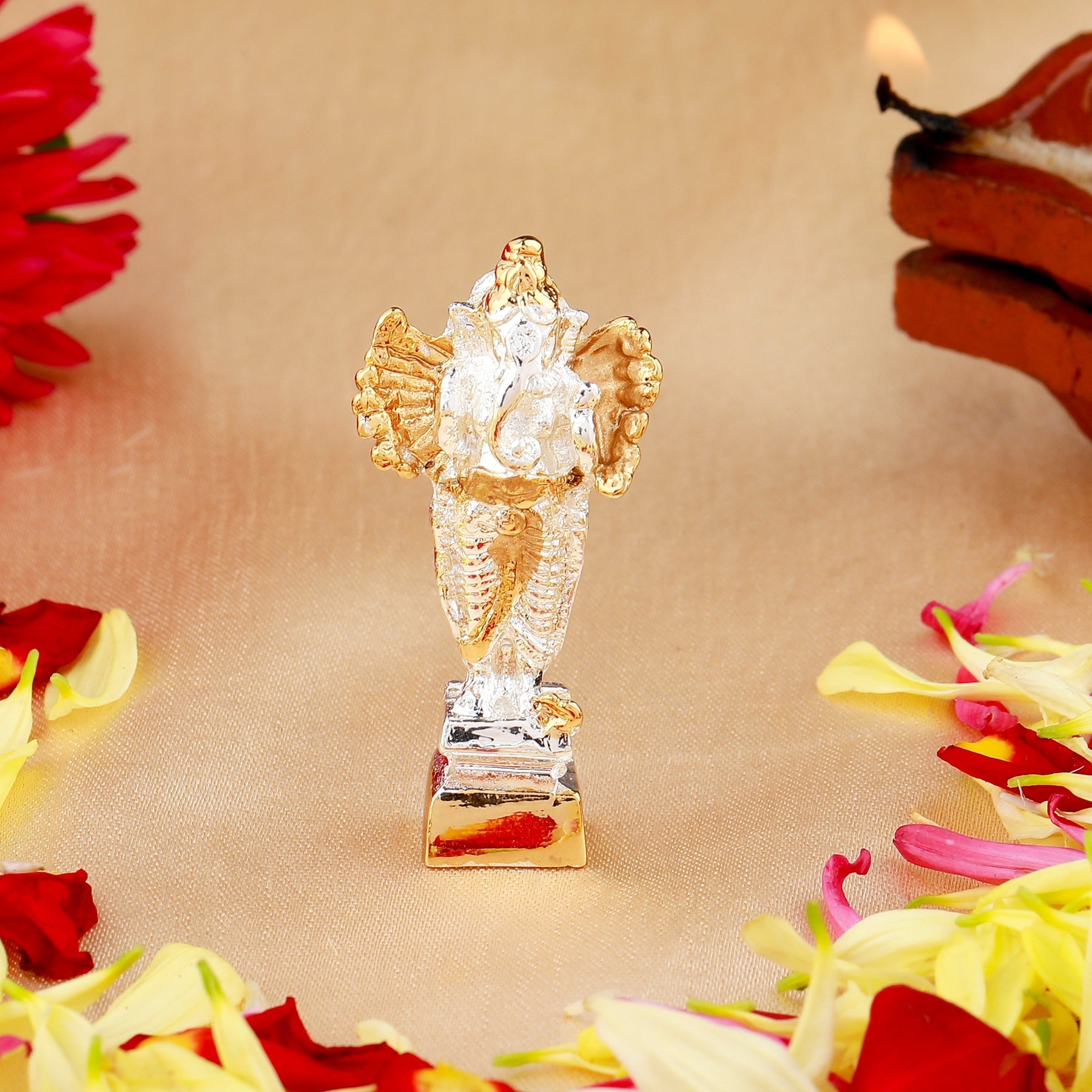 Estele Gold-Polished Spiritual Lord Standing Ganesha Idol for Gifts & HouseWarming/Home/Office Decors - Distacart