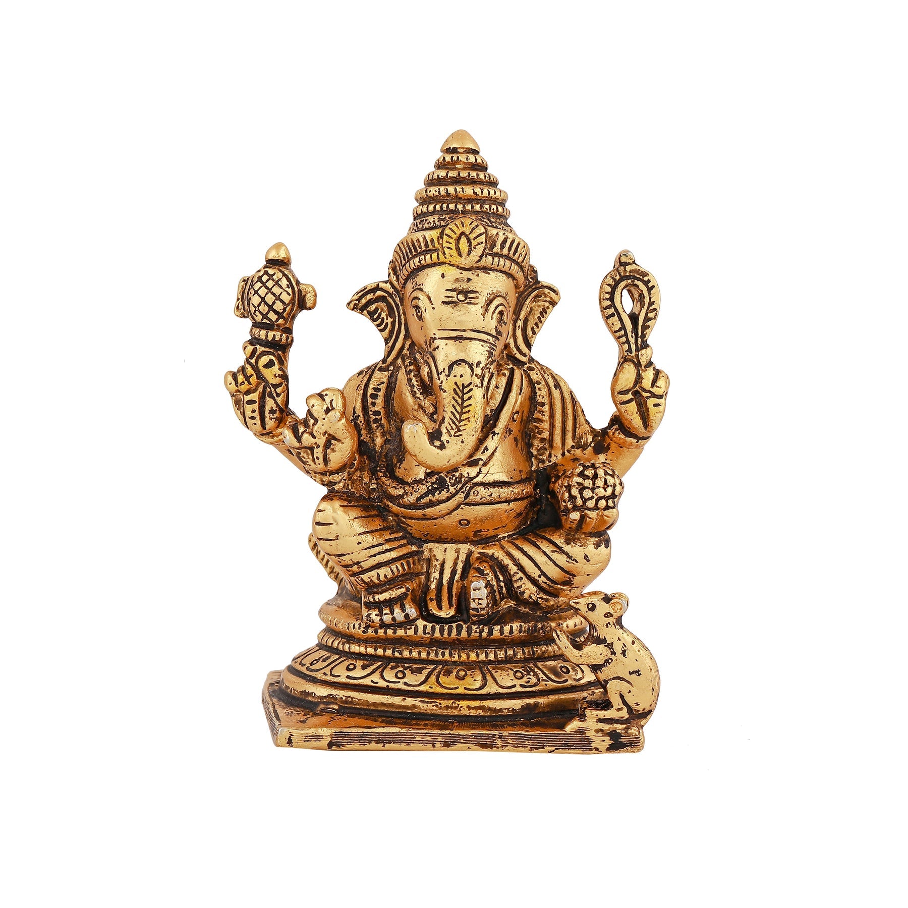 Estele Gold-Polished Spiritual Lord Ganesh Idol for Gifts & HouseWarming/Home/Office Decors - Distacart