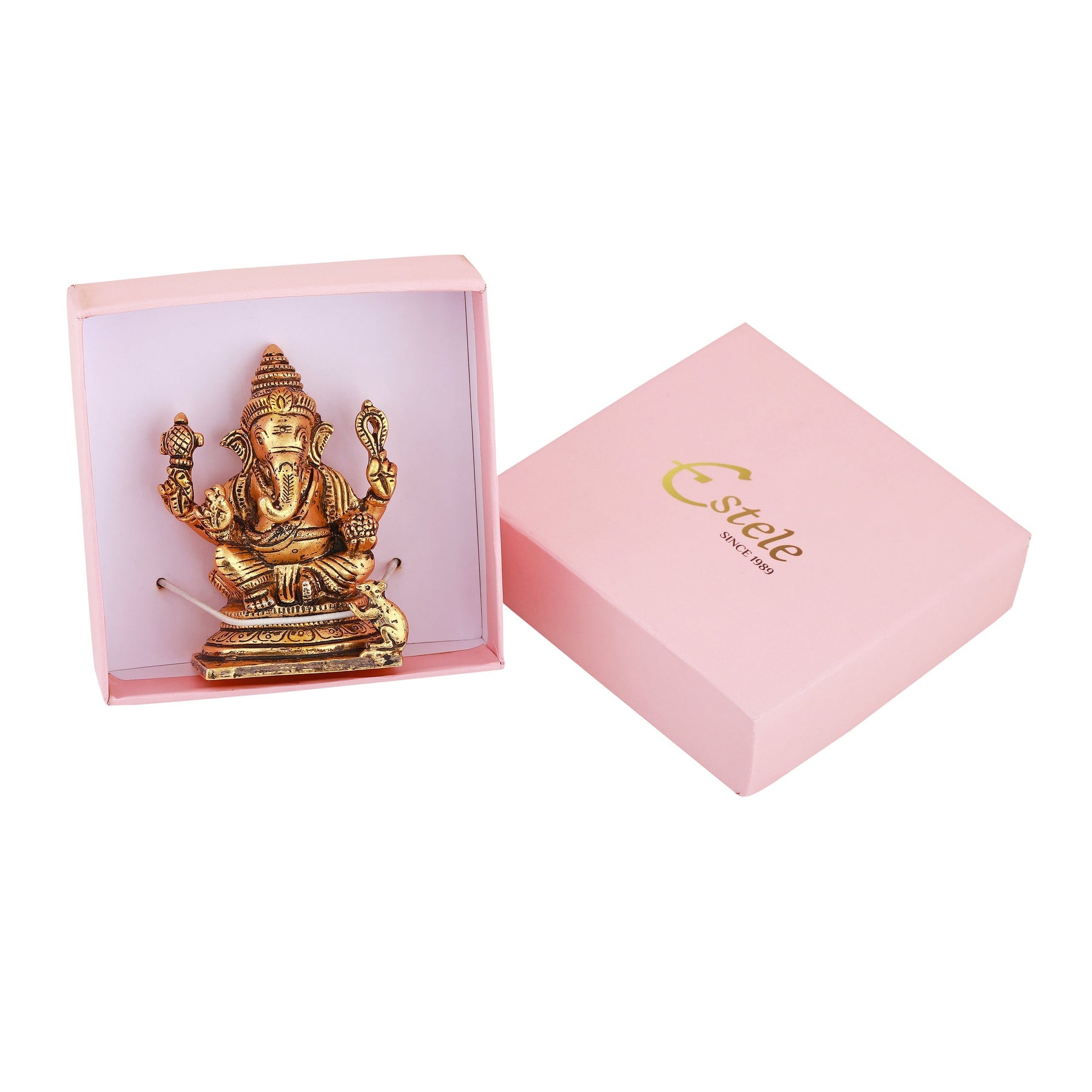 Estele Gold-Polished Spiritual Lord Ganesh Idol for Gifts & HouseWarming/Home/Office Decors - Distacart