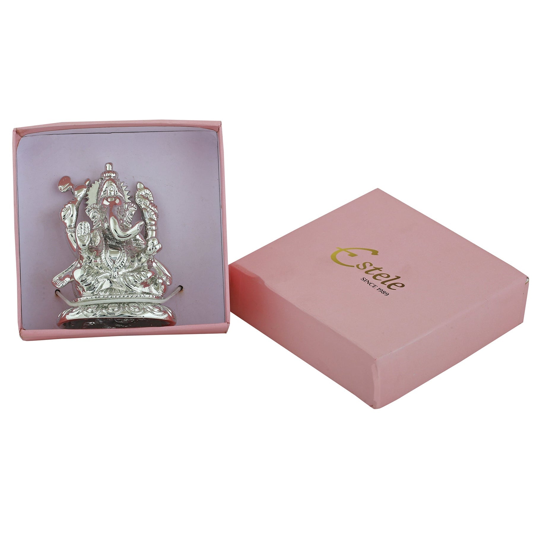 Estele Rhodium Plated Spiritual Lord Ganesha Idol for Gifts & HouseWarming/Home/Office Decors - Distacart