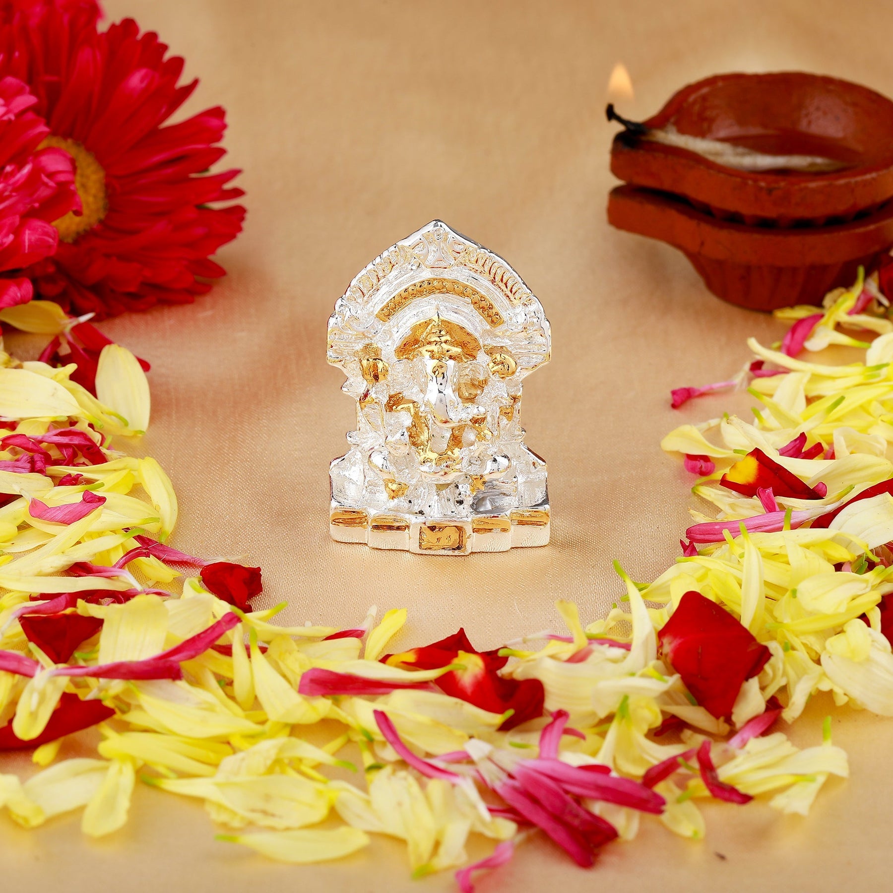 Estele Gold-Polished Religious Lord Ganesha Idol for Gifts & HouseWarming/Home/Office Decors - Distacart