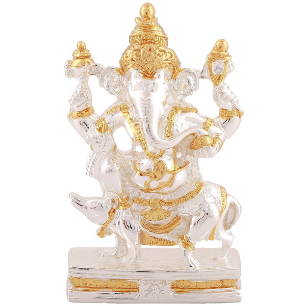 Estele Gold-Polished Spiritual Mooshak Lord Ganesha Idol for Gifts & HouseWarming/Home/Office Decors - Distacart