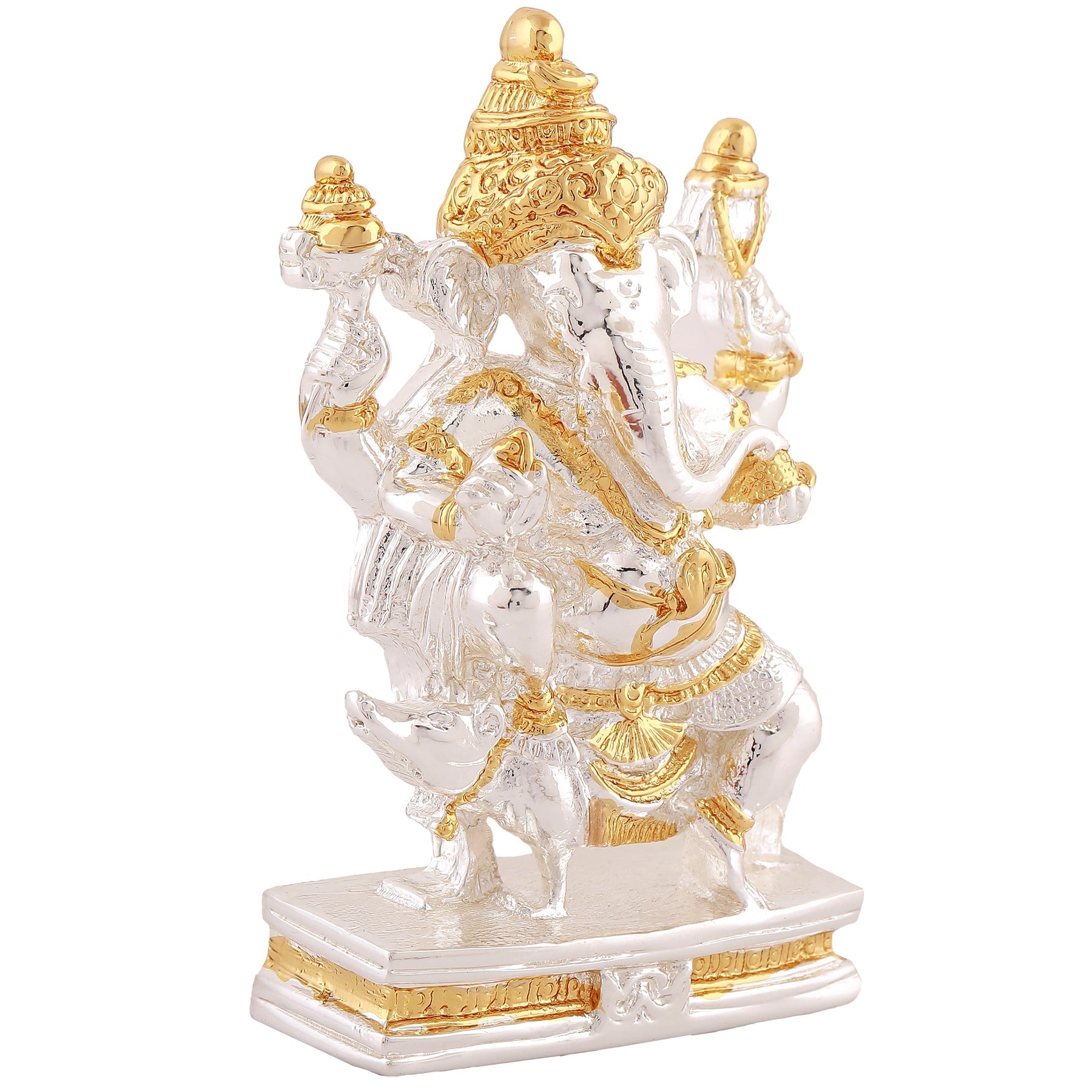 Estele Gold-Polished Spiritual Mooshak Lord Ganesha Idol for Gifts & HouseWarming/Home/Office Decors - Distacart