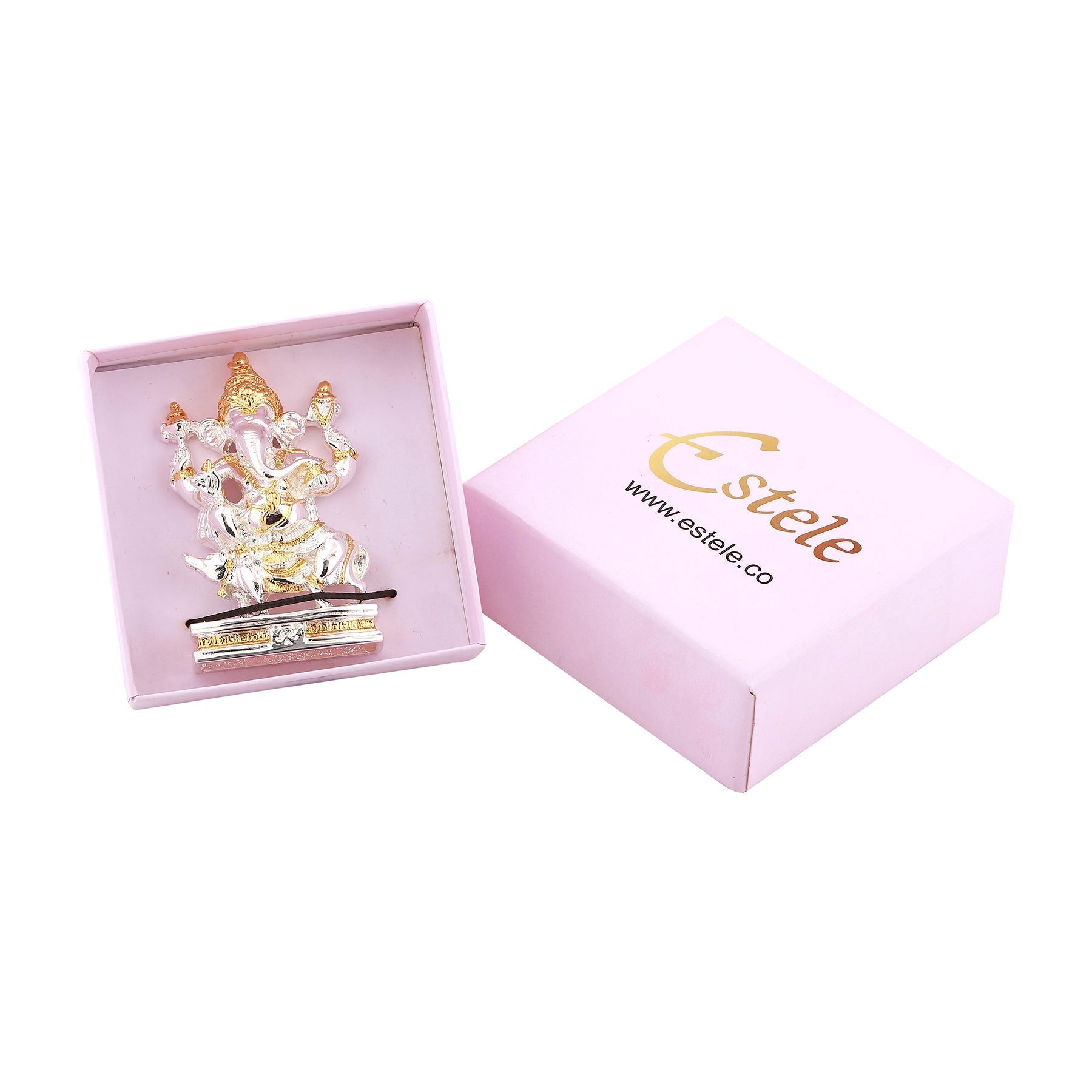 Estele Gold-Polished Spiritual Mooshak Lord Ganesha Idol for Gifts & HouseWarming/Home/Office Decors - Distacart