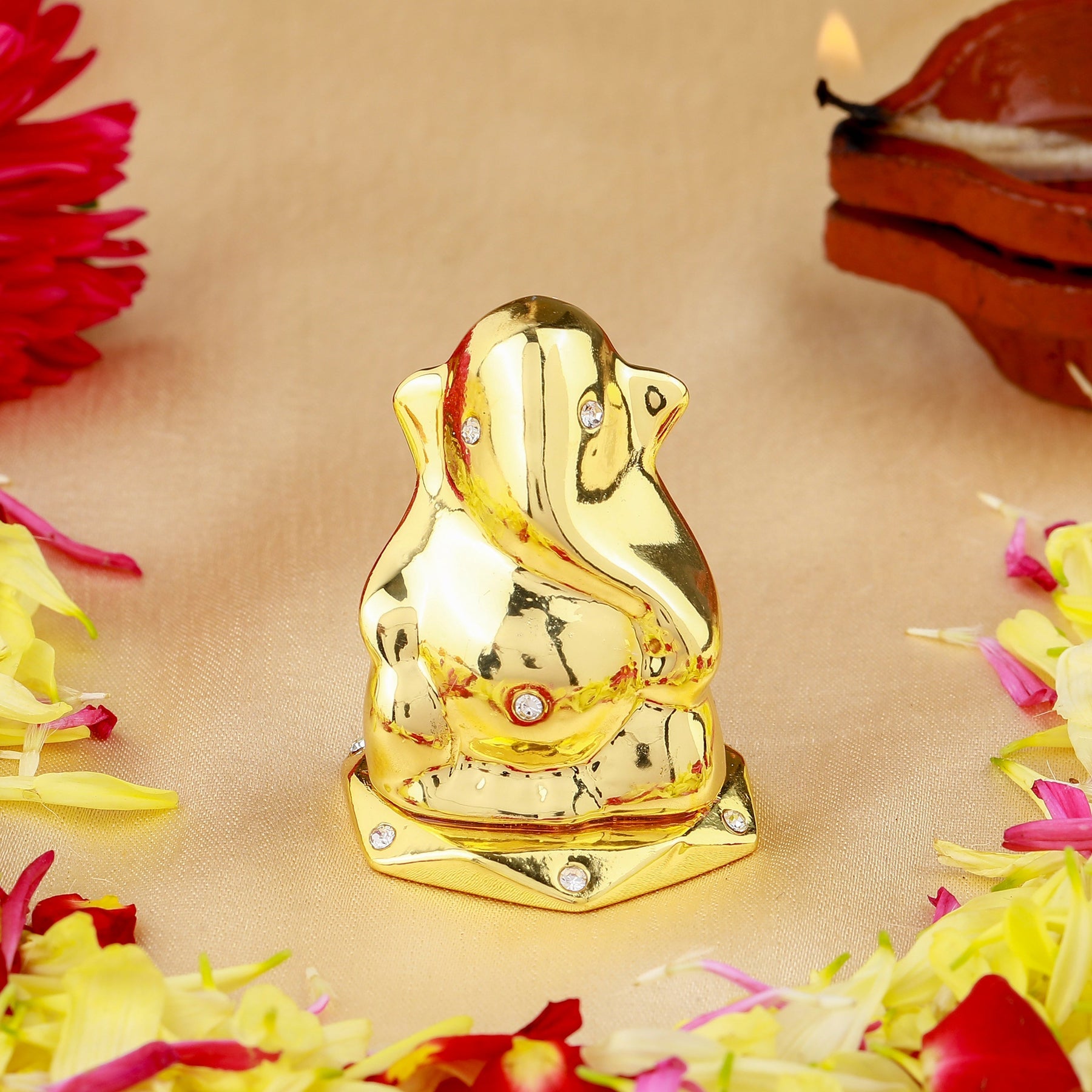 Estele Gold-Polished God of beginnings Lord Ganesha Idol for Gifts & HouseWarming/Home/Office Decors - Distacart