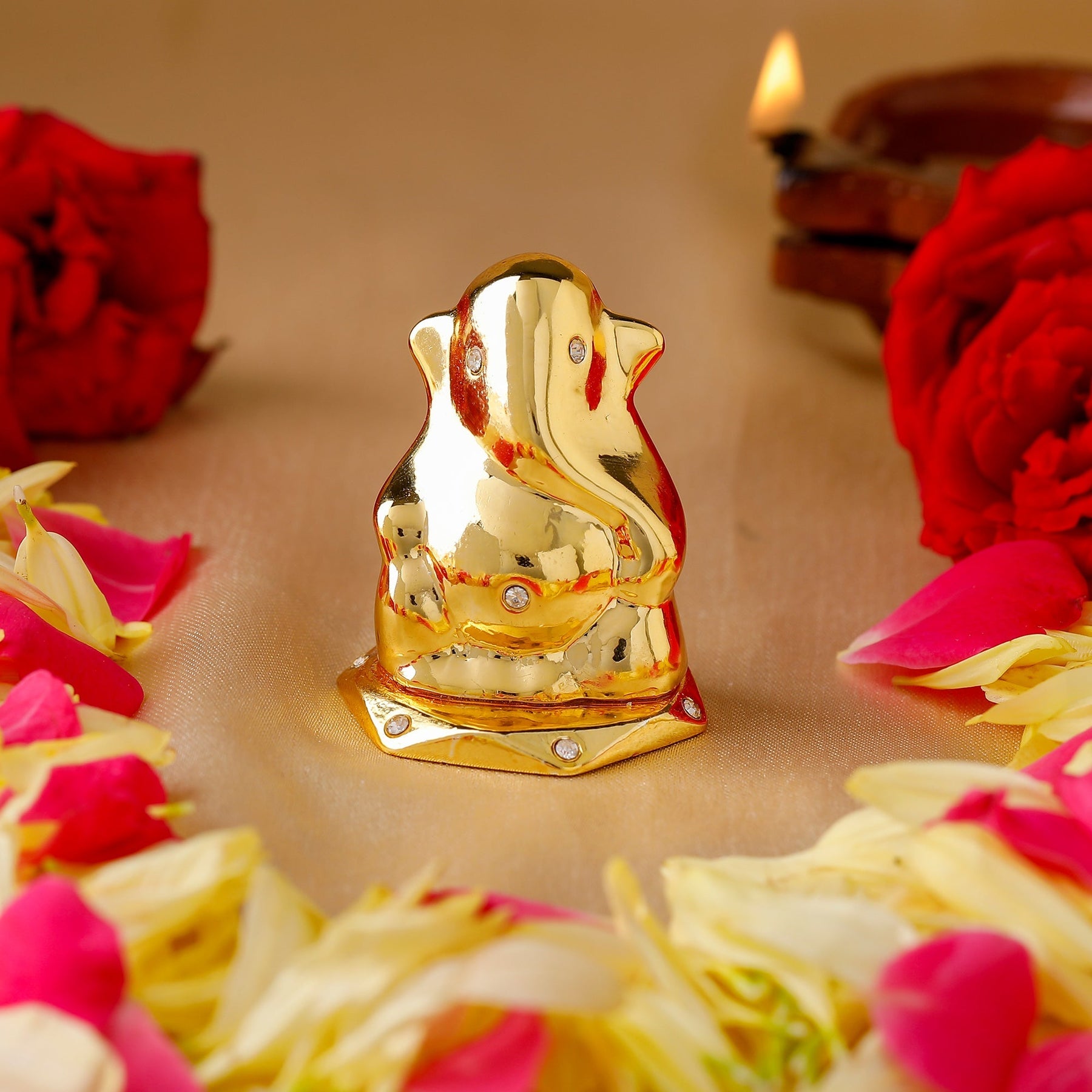 Estele Gold-Polished God of beginnings Lord Ganesha Idol for Home/Office Decors - Distacart