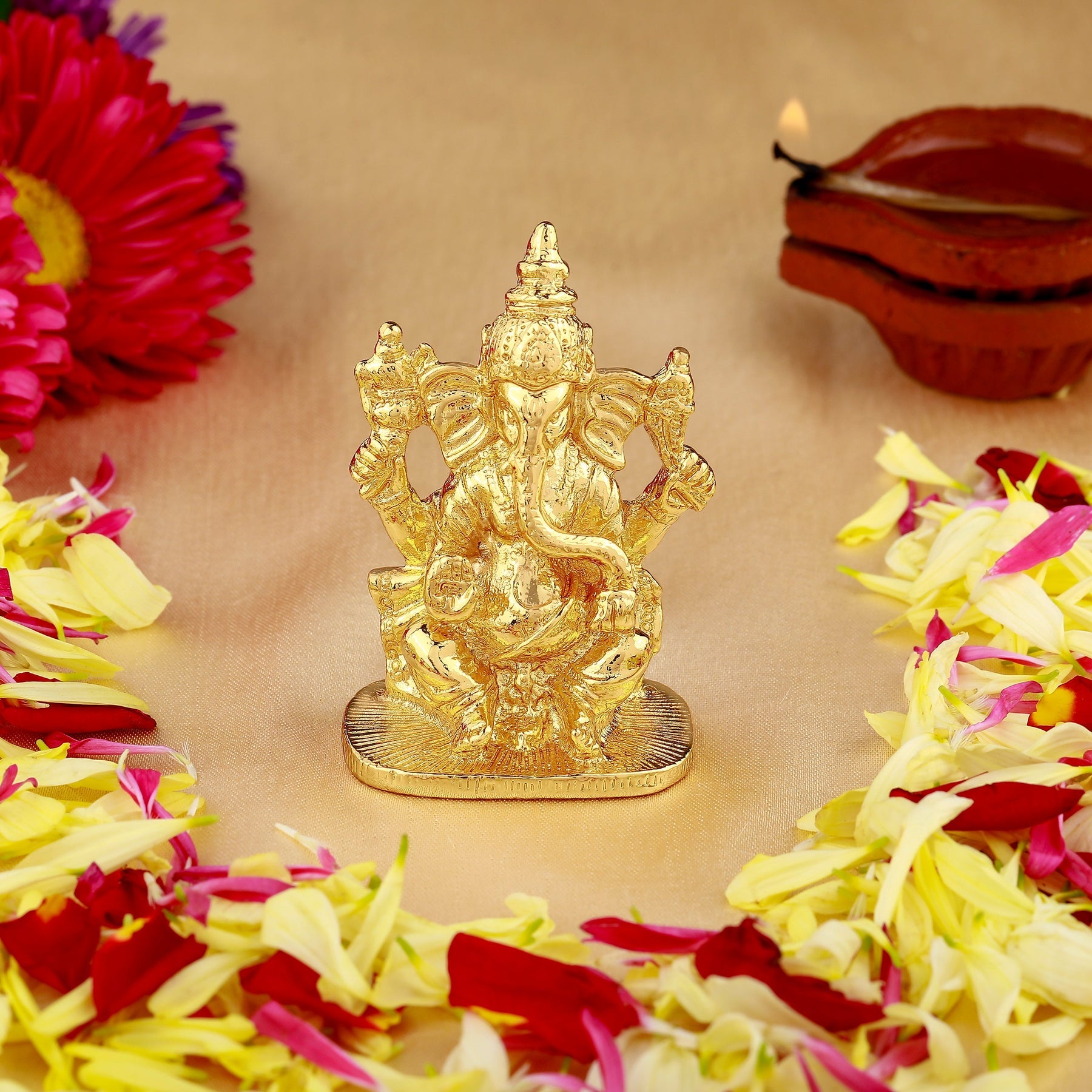 Estele Gold-Polished Spiritual Lord Ganesha Idol for Gifts & HouseWarming/Home/Office Decors - Distacart