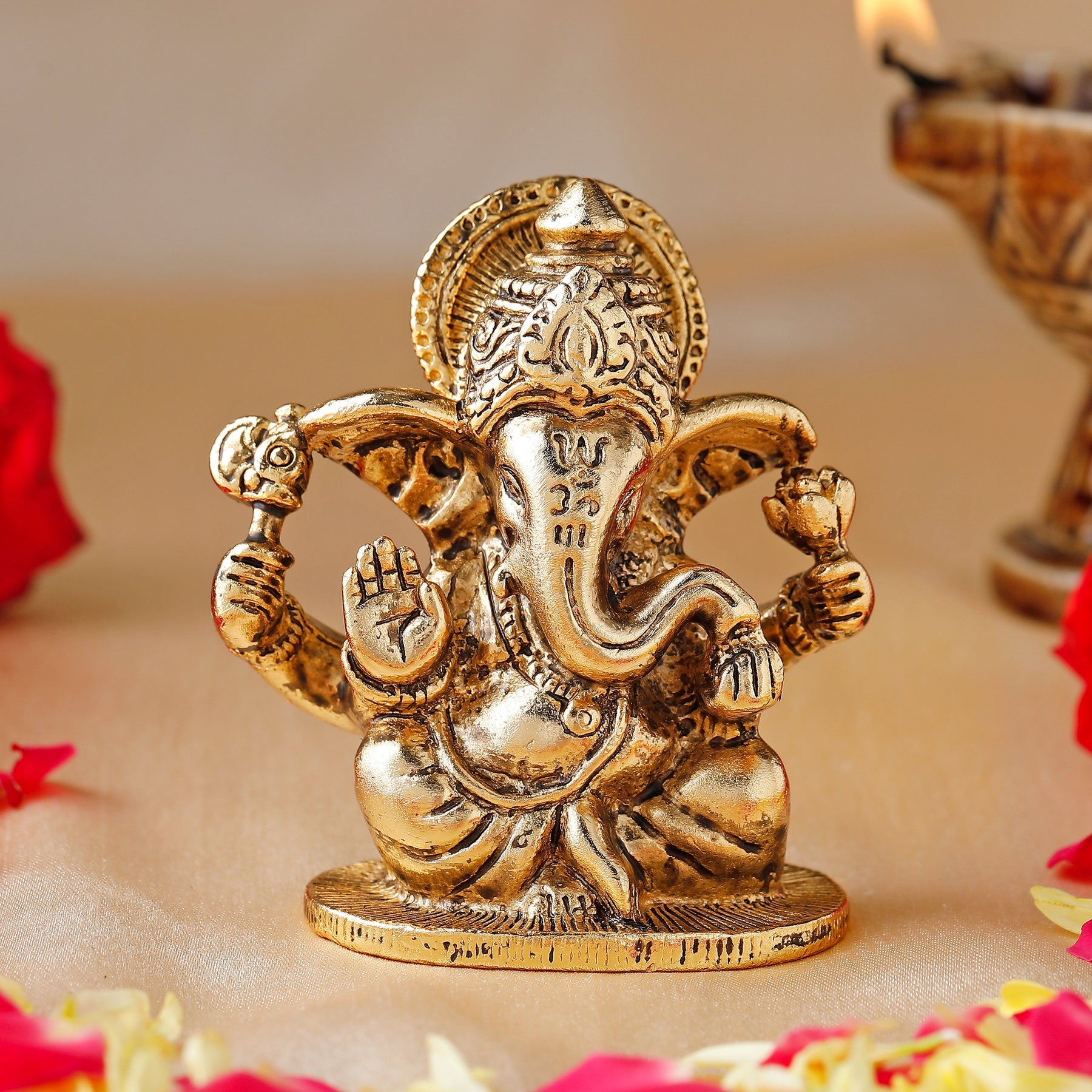 Estele Gold-Polished Spiritual Lord Ganesha Idol for Gifts & HouseWarming/Home/Office Decors - Distacart