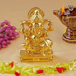 Thumbnail for Estele Gold-Polished Spiritual Lord Mooshak Ganesha Idol for Gifts & HouseWarming/Home/Office Decors - Distacart