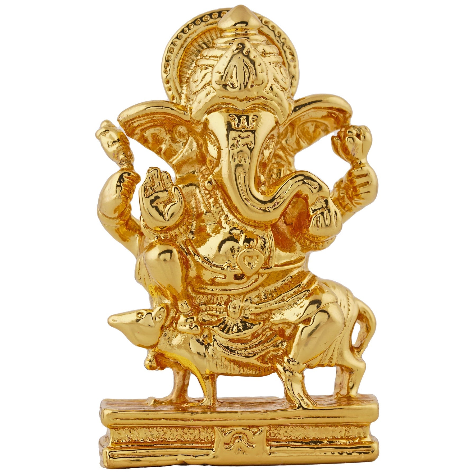 Estele Gold-Polished Spiritual Lord Mooshak Ganesha Idol for Gifts & HouseWarming/Home/Office Decors - Distacart