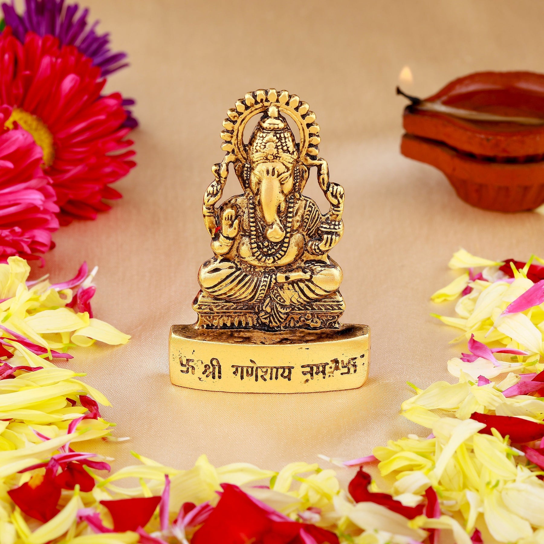 Estele Gold-Polished Spiritual Lord Ganesha Idol for Gifts & HouseWarming/Home/Office Decors - Distacart