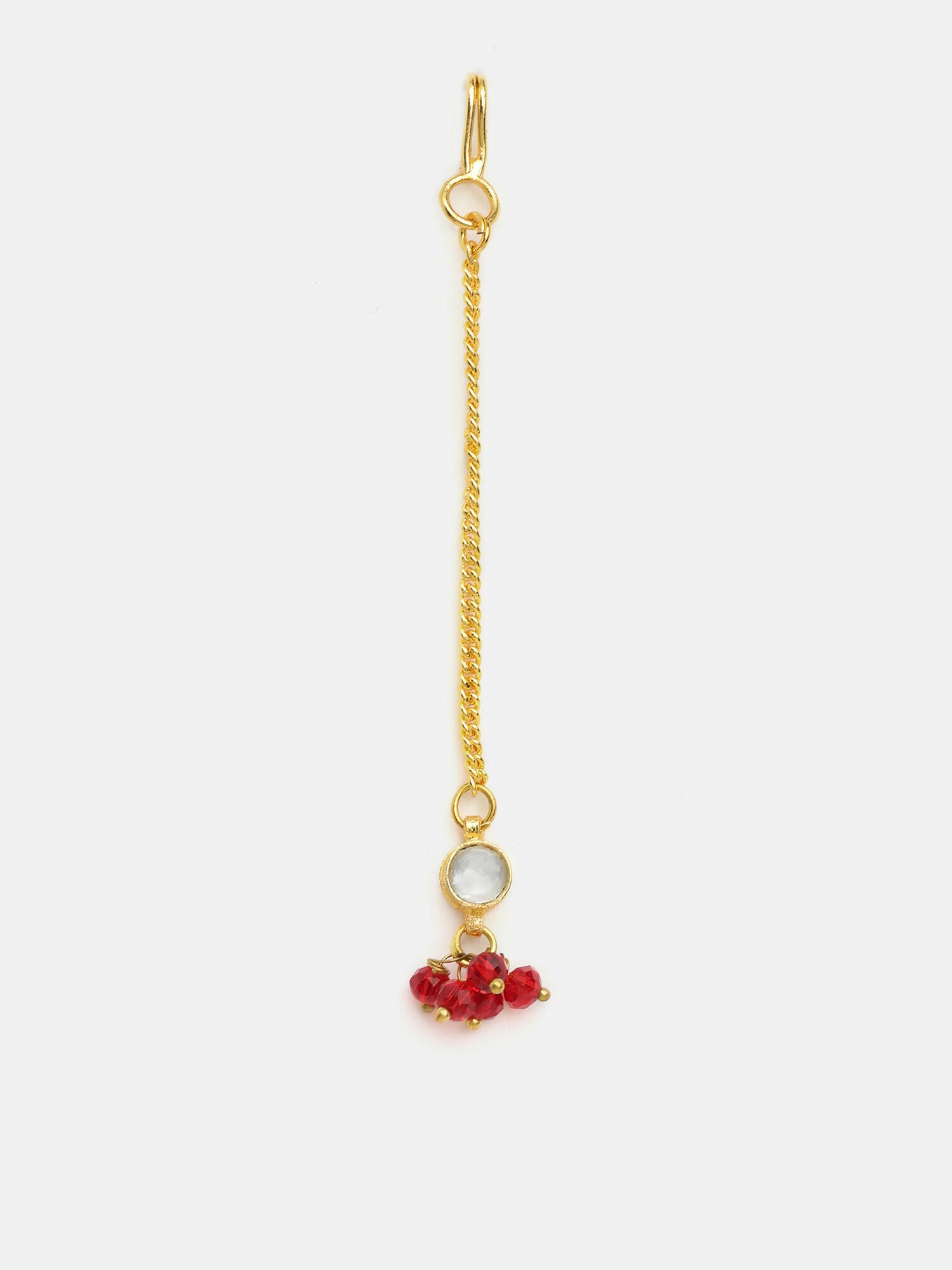 Ruby Raang Maang Tikka With Necklace And Earrings Set - Distacart