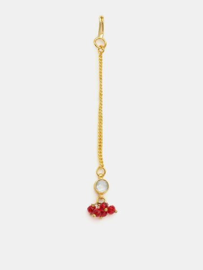 Ruby Raang Maang Tikka With Necklace And Earrings Set - Distacart