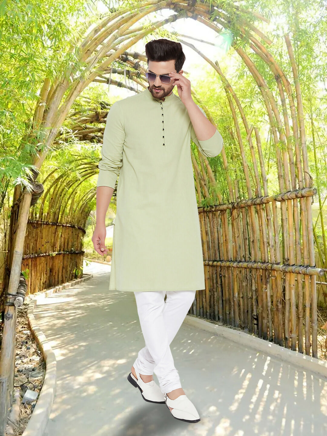 Even Apparels Men's Solid Green Linen Kurta - Distacart