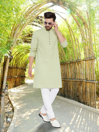Even Apparels Men's Solid Green Linen Kurta - Distacart