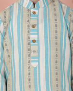 Thumbnail for Joban Fashion Kids Island Cotton Full Sleeves Striped Kurta and Pyjama- Blue - Distacart