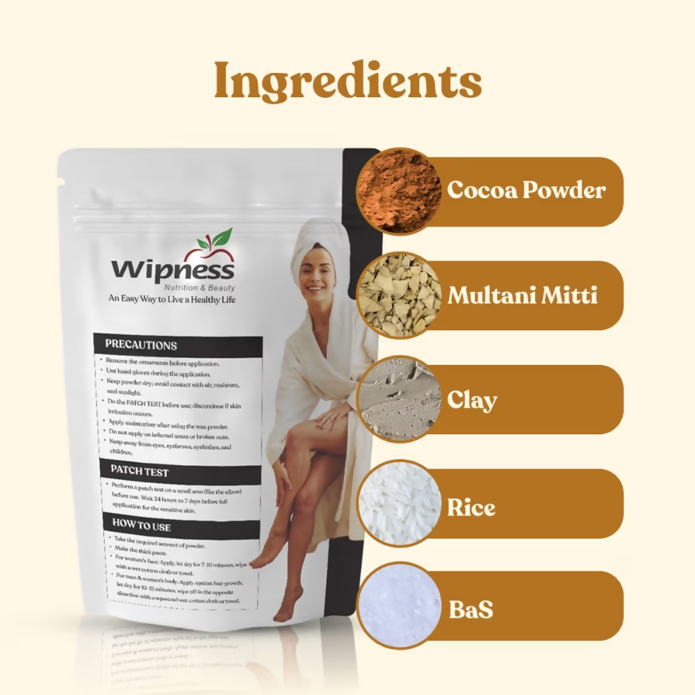 Wipness Natural Chocolate Facial Hair Removal Powder - Dista