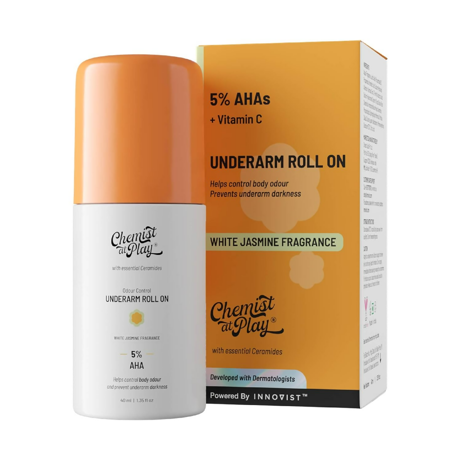 Chemist at Play UnderArm Roll-On with 5% AHA White Jasmine Fragrance